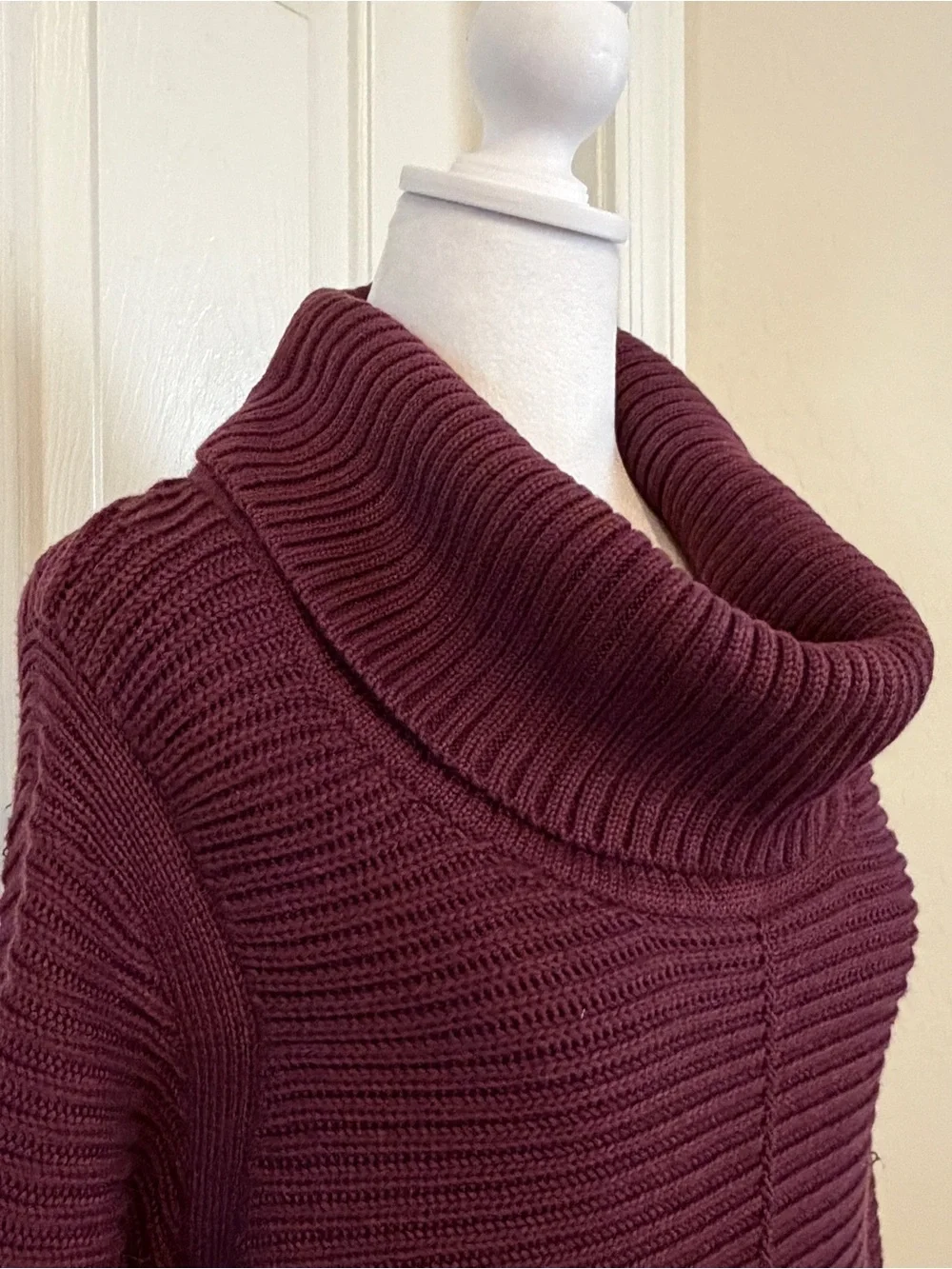 Calvin Klein Ribbed Cowl Neck Tunic Sweater - Wine Women’s size 1X